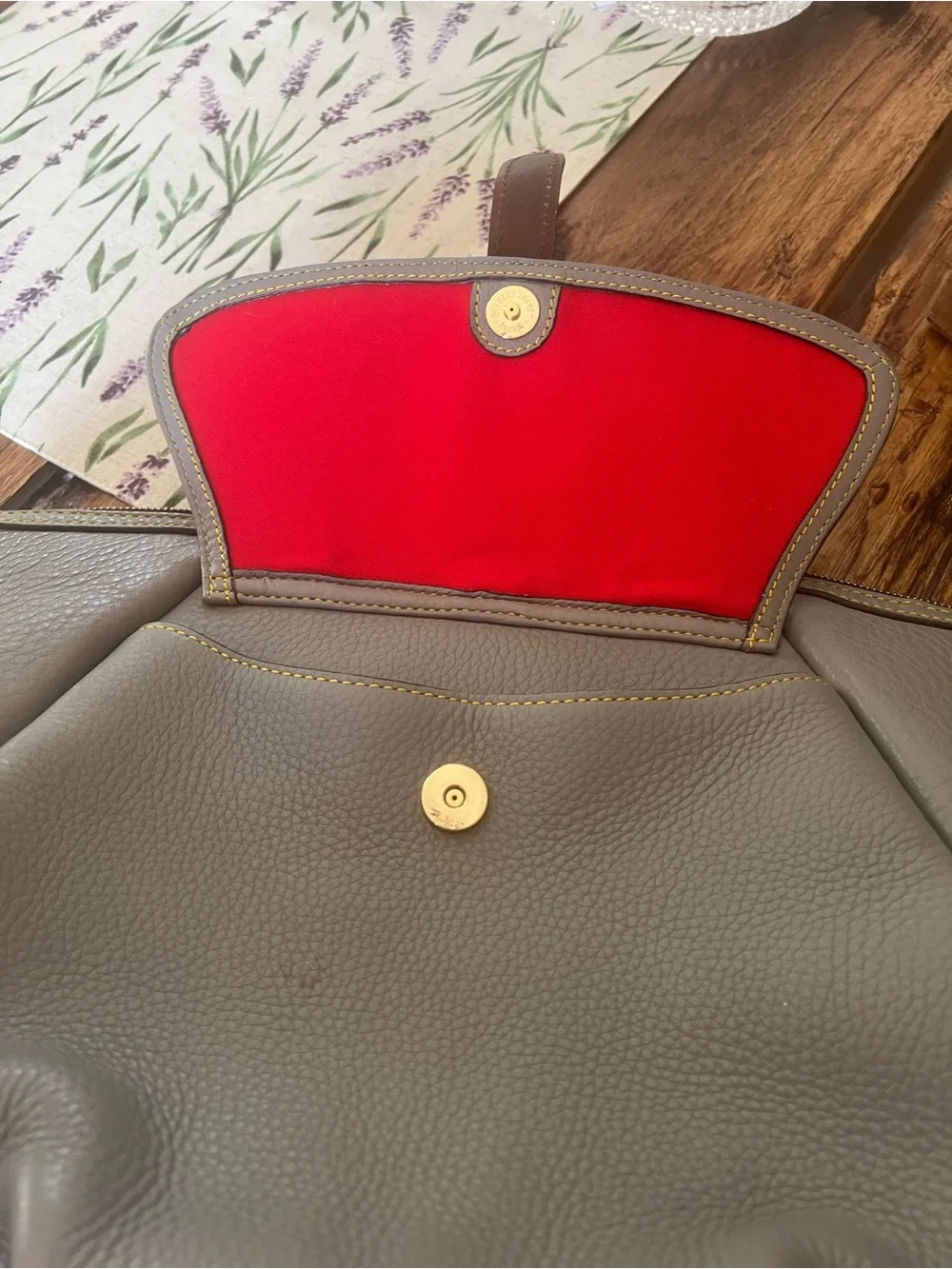 Dooney & Bourke Gray Satchel with Brown Trim